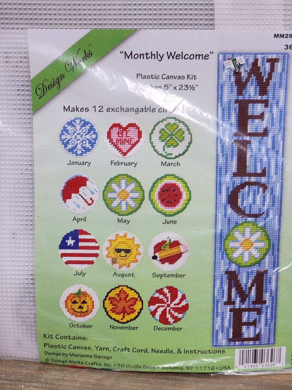 Design Works Plastic Canvas Kit Monthly Welcome 5"x23.5"